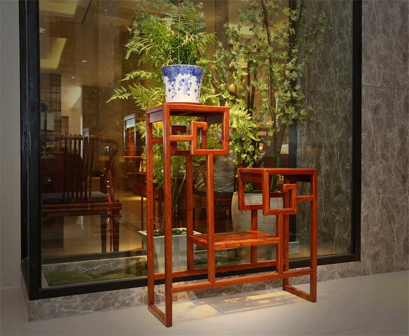 缅甸花梨豪华高低花架